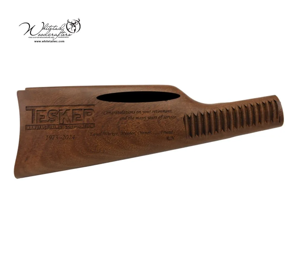 Engraved rifle gifted for work anniversary or retirement