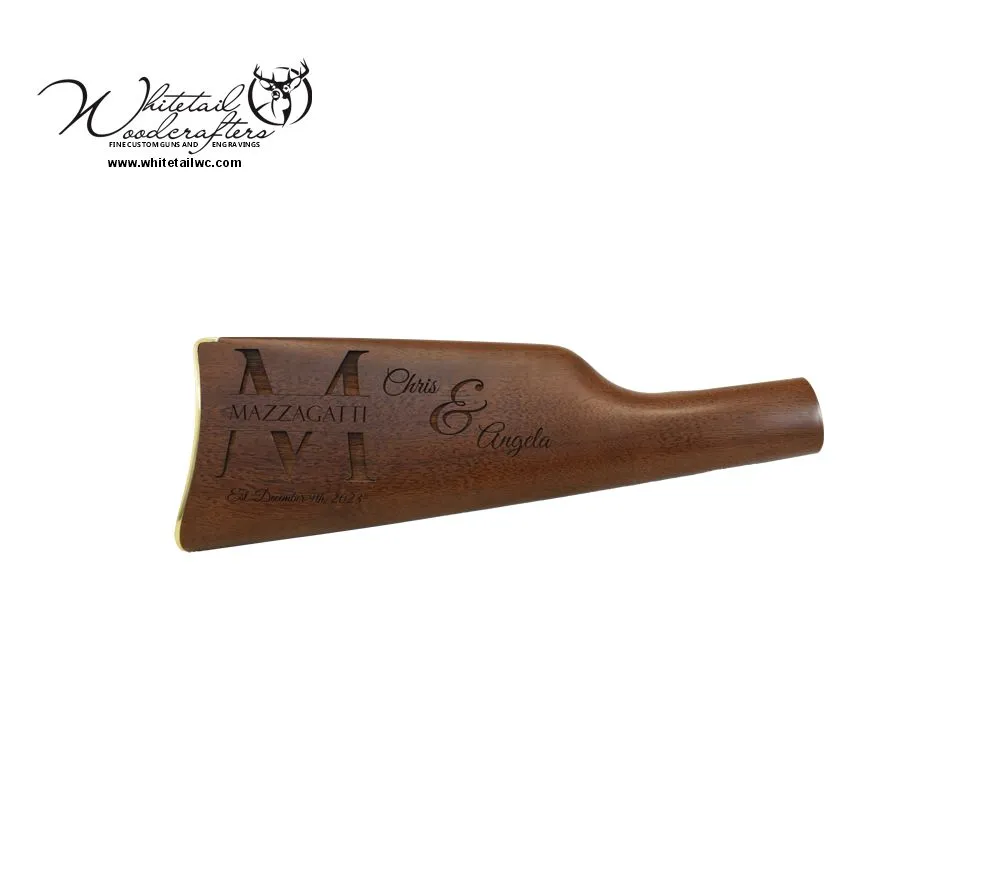 Wedding gift for groom – engraved walnut shotgun stock with date and names