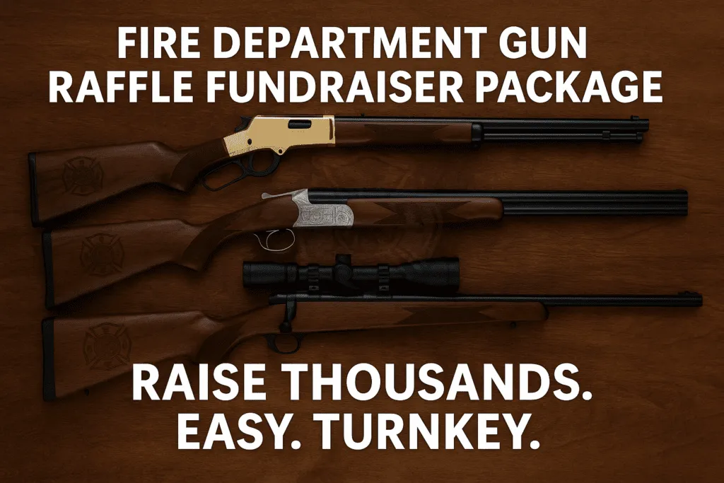 “Fire department gun raffle fundraiser package with three engraved firearms”