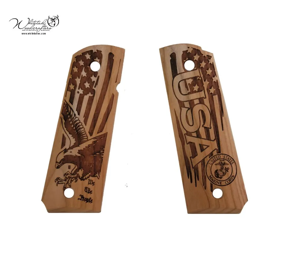 Custom engraved 1911 grips military design with service emblem